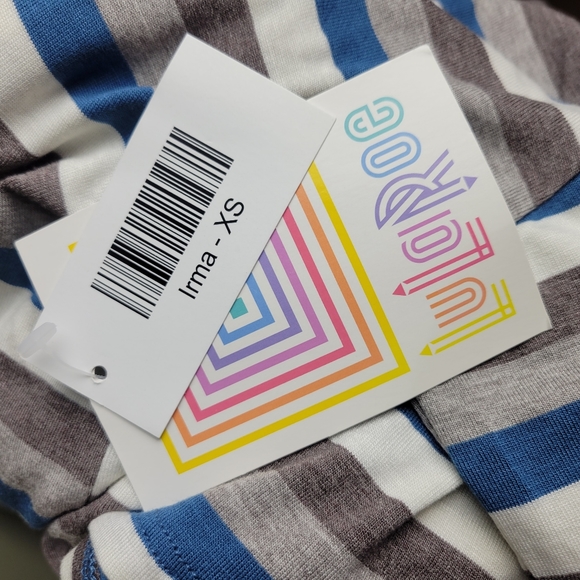 NWT Lularoe Striped Blue and Gray Irma Tunic Top - Picture 9 of 10
